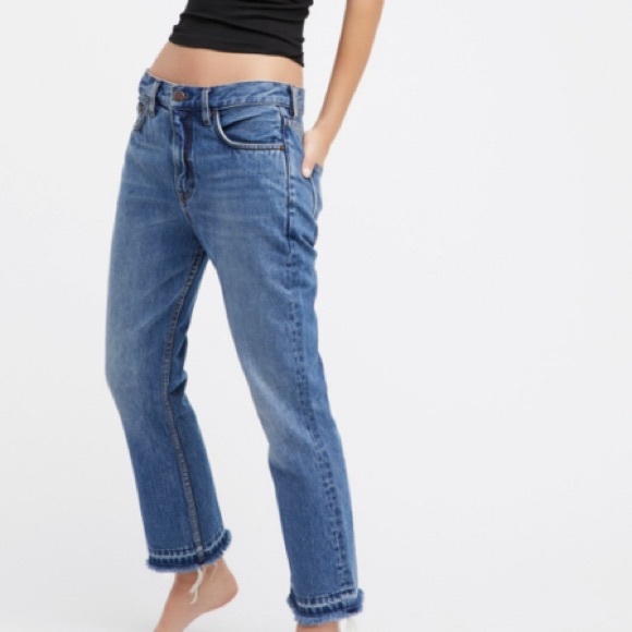 Free People Denim - Free People Cropped Boot Cut Jeans with Raw Hem